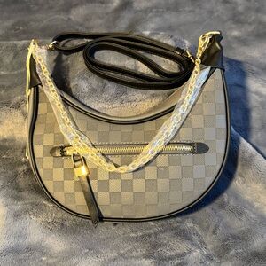 Kayla+Ava Checkered Crossbody Bag with Chain Strap